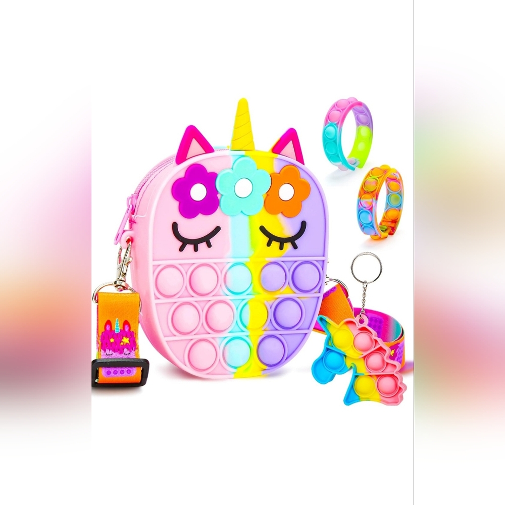 Unicorn Pop It Purse with Accessories